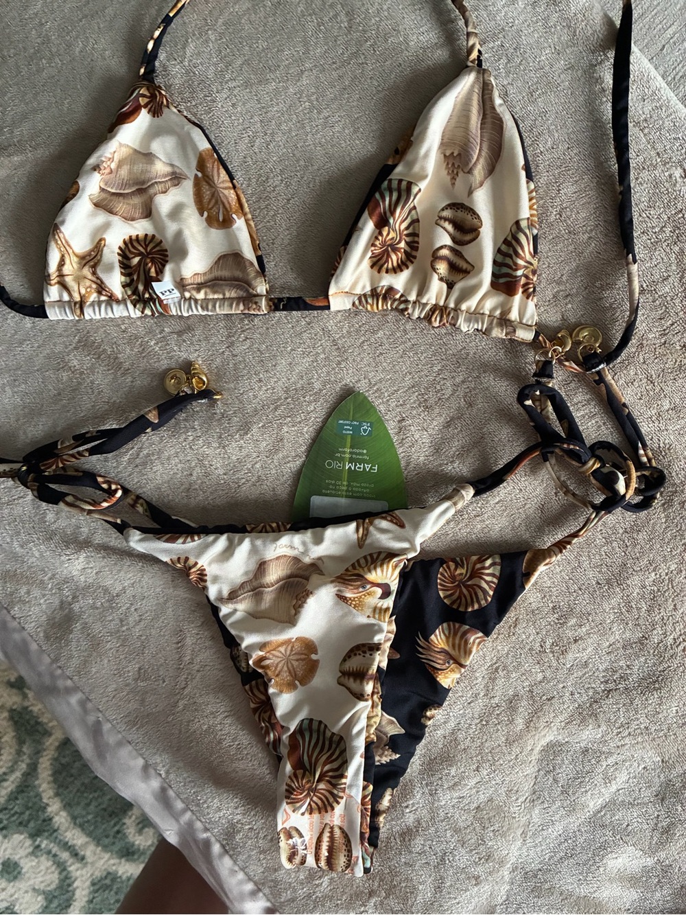 Farm Rio Shell Print Reversible Triangle Bikini-NWT - Picture 2 of 6